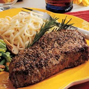 Peppercorn Encrusted Steaks with Ginger and Basil